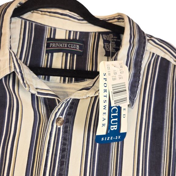 Vintage Private Club Sportswear K Mart Shirt Mens 2XL Stripes Long Sleeve NWT - Picture 2 of 10